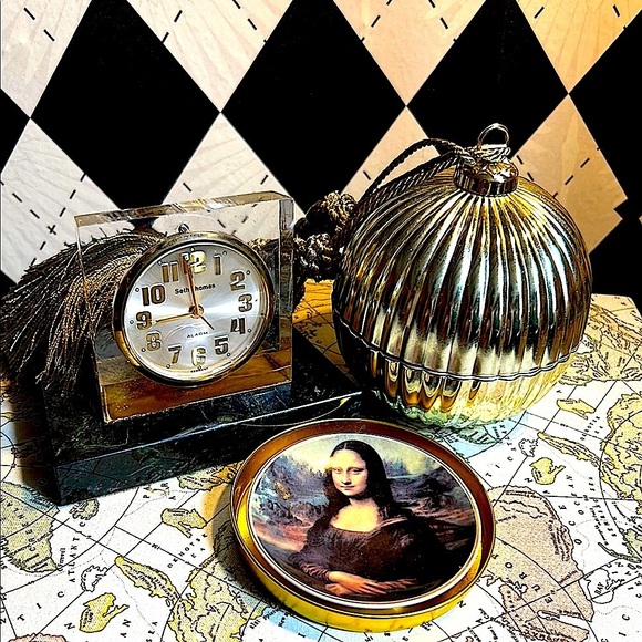 Vintage Marble Seth Thomas Desk Mantle Clock Green Marble & Lucite Mid-Century - Picture 9 of 16